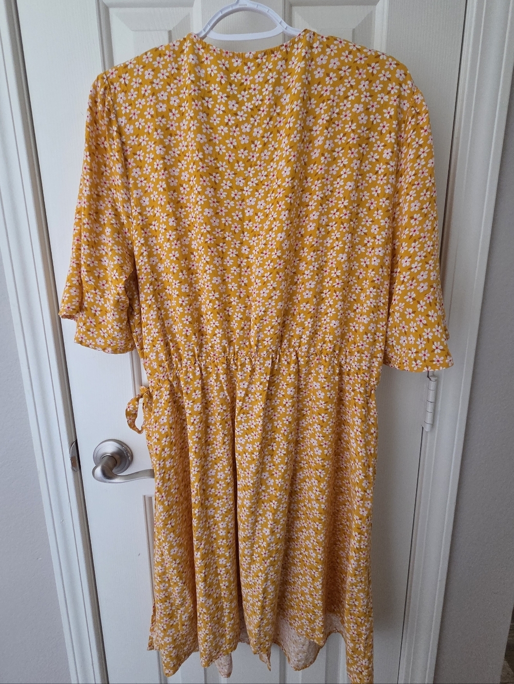 Old Navy Yellow Floral Wrap Midi Dress - Picture 4 of 4